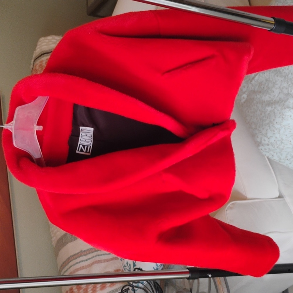 Bolero Jacket, Medium, in a rich red color, fully lined with padded shoulders